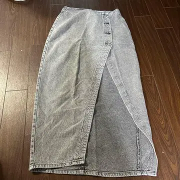 데님 타이트 스커트 그레이 버튼 포함