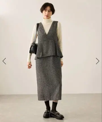 ROPE' PICNIC 레이어드 스타일 페플럼 오버롤 스커트