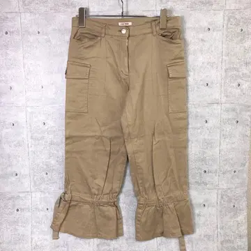 레트로 L'EST ROSE 끈 레이스 트리밍 밑단 프릴 크롭 카고 팬츠