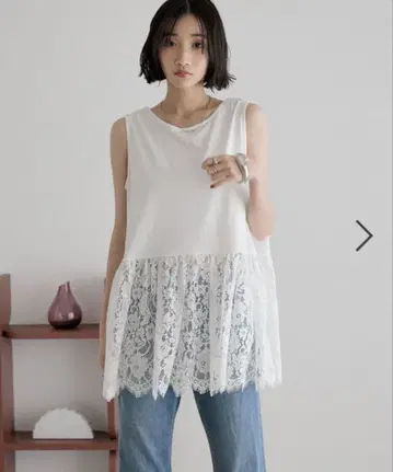 로리즈팜 밑단 레이어드 탱크 레이스 쉬폰 케이크 2장 세트