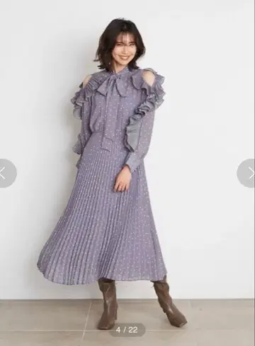 스나이델 쉬폰 보타이 도트 원피스