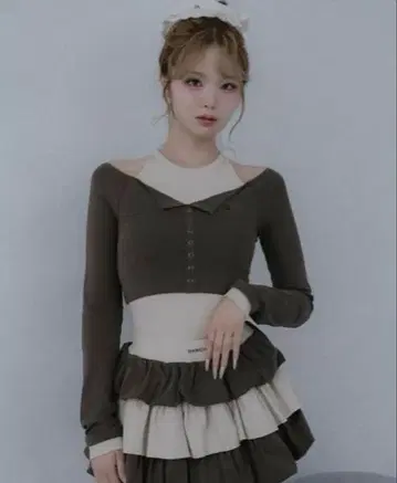 미사용 새상품 Darich 오프숄더 레이어드 리브 상의