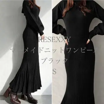 [ 몇 회 착용 ] RESEXXY 머메이드 니트 원피스 블랙 S