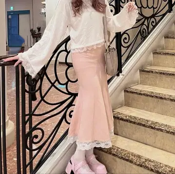 renonqle 루논퀼 머메이드 스커트 pink