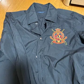 랄프 자수 로고 네이비 긴팔 셔츠