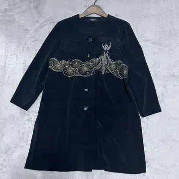 다주르 9R 블랙 롱 코트 자켓 블라우스 스팽글