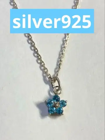 silver925 블루 토파즈 꽃 모양 목걸이