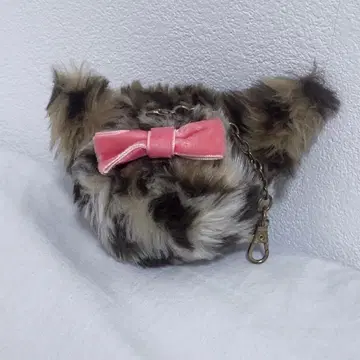 레오파드 (레오파드 무늬) 퍼 스트랩 키링 고양이