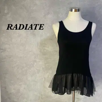 새상품급 RADIATE 슬리브리스 튤 절개 프릴 쉬폰 블랙 351