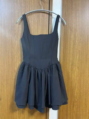 zara 개더 버레스크 미니 원피스 발레코어 블랙