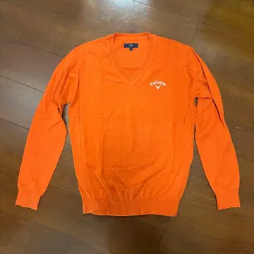 캘러웨이 오렌지 V넥 스웨터 L