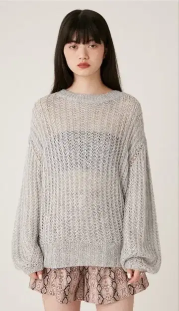 LILY BROWN 그레이 라메 믹스 니트 스웨터