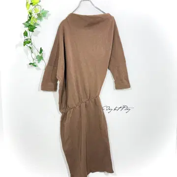 je 비대칭 맨투맨 원피스 라이트 브라운 브라운 7부 소매 무지