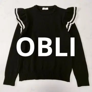 새상품급 OBLI/오블리 프릴 니트 블랙