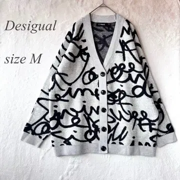 Desigual 오버 사이즈 가디건 M 화이트 블랙 1231