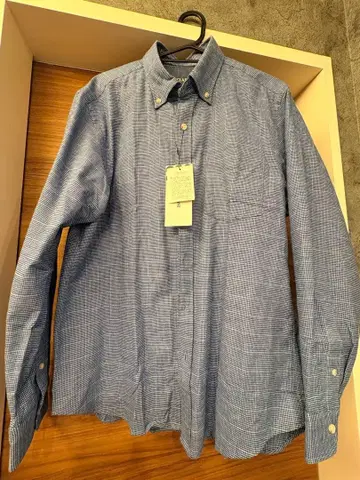 블루 계열 체크 버튼 다운 셔츠 새상품