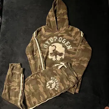 HYDROGEN 카모 패턴 후드 부착 트레이닝복 팬츠 세트