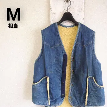 구제 빈티지 데님 보아 베스트 인디고 M 상당 denim vest