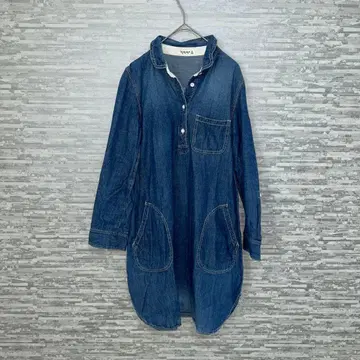 사만사 모스모스 데님 튜닉 셔츠 원피스 M 7부 소매