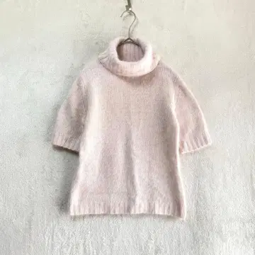 v.s.p/니트/터틀넥/반팔/보들보들/핑크/캐주얼