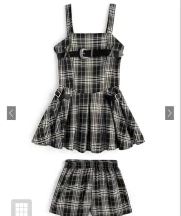 GRL 체크 무늬 벨트 미니 원피스 x 숏팬츠 셋업 ac2597