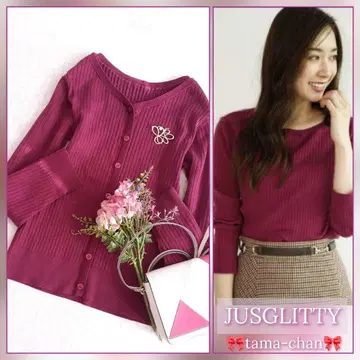 JUSGLITTY 백 클리어 버튼 니트