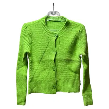 형광 그린 니트 가디건