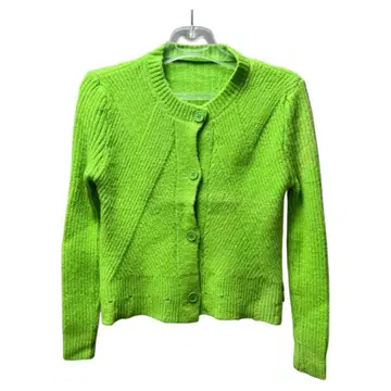형광 그린 니트 가디건