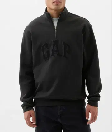 릴랙스 GAP 로고 하프 지퍼 맨투맨 그레이