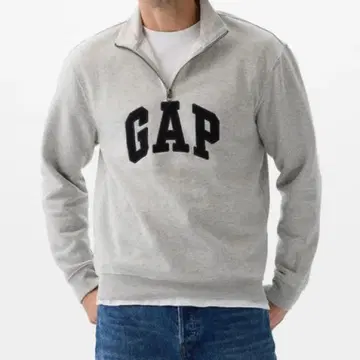 릴랙스 GAP 로고 하프 지퍼 맨투맨 그레이