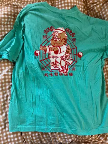 에이젬 나인 고양이 캐릭터 T셔츠 터콰이즈 에이젬