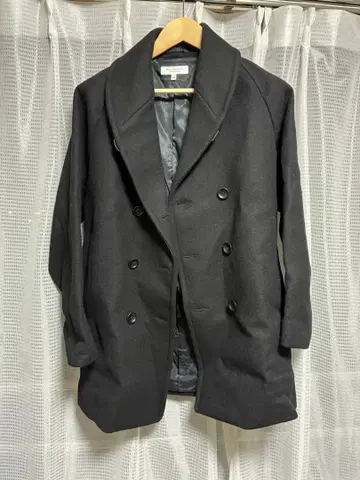 BEAUTY&YOUTH 블랙 더블 브레스트 피 코트 S