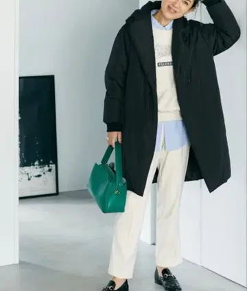 엘르 에어 써멀 슬림 심리스 코트 블랙 M 오쿠사 나오코