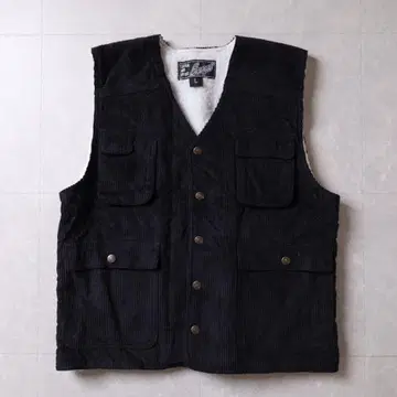 코듀로이 베스트 보아 안감 면 100% 방한 L 블랙