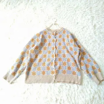 메종 드 테레즈 꽃무늬 가디건 M 레트로 베이지 계열