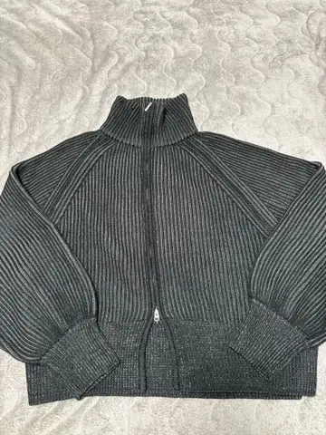 렙심 7게이지 배색 리브 집 가디건