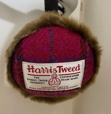 Harris Tweed 핑크 계열 체크 귀도리