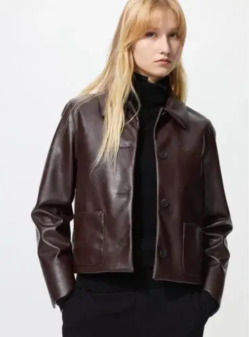 코팅 숏 자켓 / DARK BROWN / L