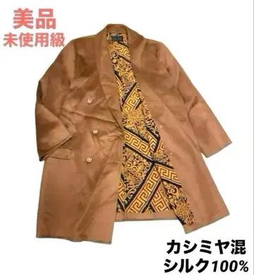 미사용급 캐시미어 혼방 x 실크 안감 올 패턴 더블 체스터