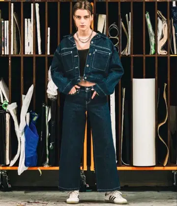 다크 데님 크롭 자켓