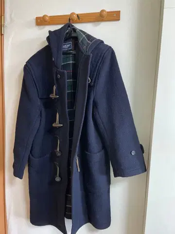 네이비 더플 코트 후드 부착