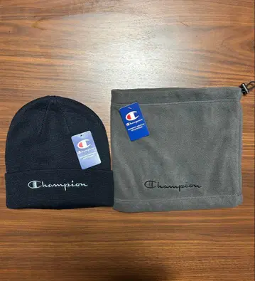 [ 미사용 새상품 ] Champion 니트 모자 넥워머 세트