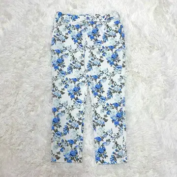 a.v.v 여성용 슬랙스 M 꽃무늬 화려한 블루 화이트 골프