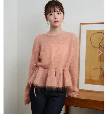 [ LAULEN ] 모헤어 리본 페플럼 니트