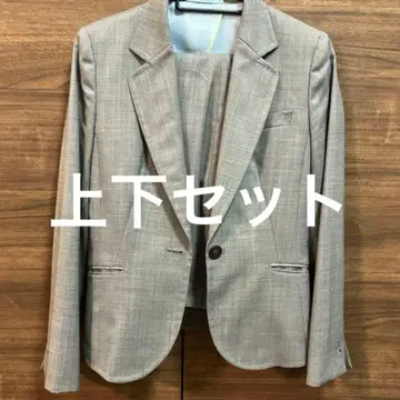 AOKI M 사이즈 그레이 체크 팬츠 수트