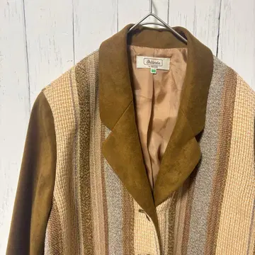 레어 레트로 빈티지 Addenda 이소재 절개 하프 코트 일본제 쇼와