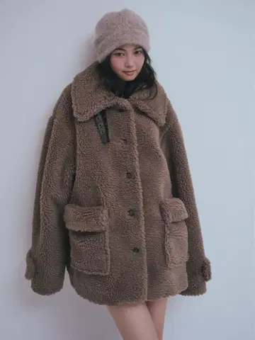 andequal stand neck boa coat