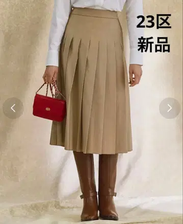 23구 [세탁 가능] 폴리에스테르 코튼 트윌 플리츠 스커트 36 베이지