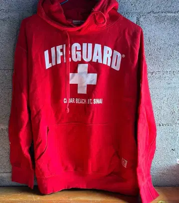 남성용 후드티 빨간색 라이프 가드