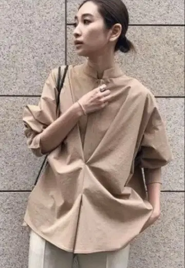 RIM.ARK 턱포인트 와이드 롱 셔츠